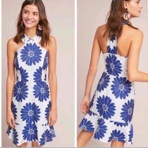 Anthropologie Hutch floral halter backless mini Sz 4 Petite
